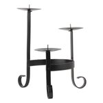 Iron candle holder, 'Medieval Decor' - Black Powder Coated Wrought Iron Candle Holder from India