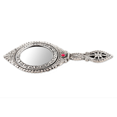 espejo de mano de aluminio - Espejo de mano de aluminio con diseño floral indio hecho a mano artesanalmente