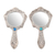 Aluminum hand mirrors, 'Princess of Delhi' (pair) - Pair of Antiqued Aluminum Hand Mirrors with Beads from India