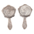 Aluminum hand mirrors, 'Princess of Delhi' (pair) - Pair of Antiqued Aluminum Hand Mirrors with Beads from India