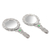 aluminium hand mirrors, 'Scallop Beauty' (pair) - Pair of Antiqued aluminium Hand Mirrors with Beads from India