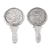 aluminium hand mirrors, 'Scallop Beauty' (pair) - Pair of Antiqued aluminium Hand Mirrors with Beads from India