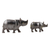 Figuras de latón, (par) - Figuras de latón de madre y cachorro de rinoceronte fabricados en la India