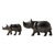 Brass figurines, 'Rhino Glory' (pair) - Rhino Mother and Cub Brass Figurines Crafted in India