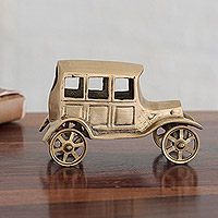 Brass decorative accent, 'Vintage Drive' - Vintage Car Brass Decorative Accent Crafted in India