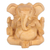 Escultura de madera, 'Mindful Ganesha' - Escultura temática de elefante hindú indio tallada en madera de Kadam