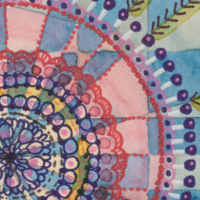 'Majestic Spiral' - Signed Watercolour Painting from India