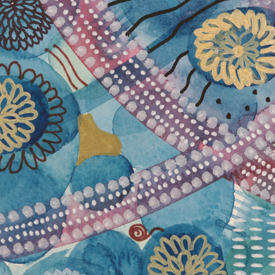 'Agua Encantada' - Acuarela floral abstracta sobre pintura de papel