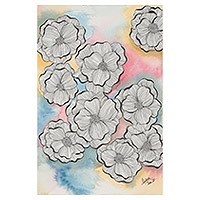 'Danza de la vida' - Acuarela floral sobre papel