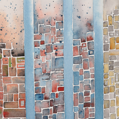 'Outside My Window: Aurora' - Original Abstract Watercolour Painting from Indian Artist