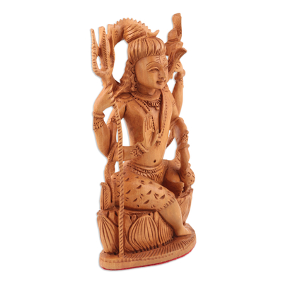 Wood sculpture, 'Mahadeva' - Hand Crafted Kadam Wood Sculpture