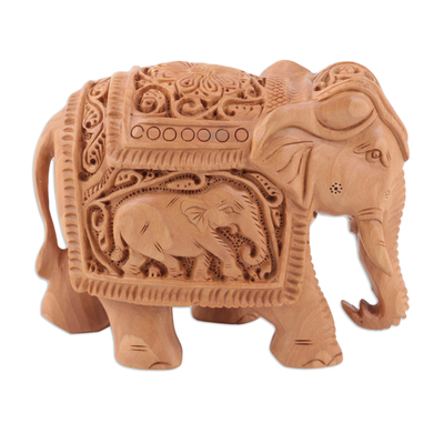 Hand Made Kadam Wood Elephant Sculpture