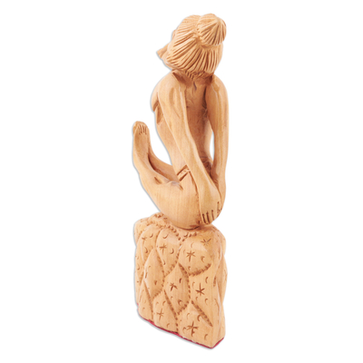 Holzskulptur „Dandasana“ – handgeschnitzte Yoga-Skulptur