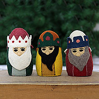 Decoración festiva de lana, 'Tres Reyes Magos' (juego de 3) - Decoración navideña artesanal de fieltro de lana (juego de 3)
