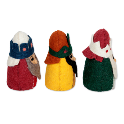 Decoración navideña de lana (juego de 3) - Decoración navideña de fieltro de lana artesanal (juego de 3)