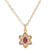 Gold plated ruby pendant necklace, 'Flower of Delhi' - Gold Plated Flower Necklace with a Red Ruby thumbail