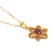 Gold plated ruby pendant necklace, 'Flower of Delhi' - Gold Plated Flower Necklace with a Red Ruby