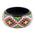 Wood bangle bracelet, 'Checkered Stars' - Haldu Wood Bangle Bracelet with colourful Printed Pattern