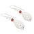 Garnet dangle earrings, 'Feather Touch' - Garnet and Sterling Silver Dangle Earrings Crafted in India