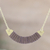 Suede pendant necklace, 'Mushroom Crescent Amulet' - Brass and Suede Pendant Necklace with Mushroom Tone