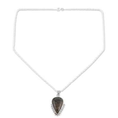 Labradorite pendant necklace, 'Seductive Evening' - Sterling Silver Pendant Necklace with Pear-Shaped Stone