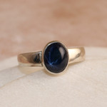 Star sapphire solitaire ring, 'Serene Solitude' - Sterling Silver Solitaire Ring with Star Sapphire Stone