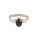 Star sapphire solitaire ring, 'Serene Solitude' - Sterling Silver Solitaire Ring with Star Sapphire Stone