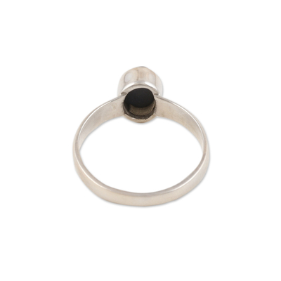 Star sapphire solitaire ring, 'Serene Solitude' - Sterling Silver Solitaire Ring with Star Sapphire Stone