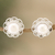 Cultured pearl button earrings, 'Blossom in White' - Floral Cultured Pearl and Sterling Silver Button Earrings (image 2) thumbail