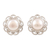 Cultured pearl button earrings, 'Blossom in White' - Floral Cultured Pearl and Sterling Silver Button Earrings thumbail