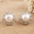 Cultured pearl button earrings, 'Blossom in White' - Floral Cultured Pearl and Sterling Silver Button Earrings (image 2b) thumbail