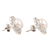 Cultured pearl button earrings, 'Blossom in White' - Floral Cultured Pearl and Sterling Silver Button Earrings (image 2c) thumbail