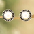 Cultured pearl button earrings, 'Peace Appeal' - Cultured Pearl & Sterling Silver Button Earrings from India (image 2b) thumbail