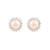 Cultured pearl and cubic zirconia button earrings, 'Floral Glow' - Cultured Pearl and Cubic Zirconia Button Earrings from India thumbail