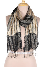 Silk scarf, 'Stylish Appeal' - 100% Silk Fashion Scarf with Ruffles Woven in India