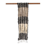 Silk scarf, 'Stylish Appeal' - 100% Silk Fashion Scarf with Ruffles Woven in India