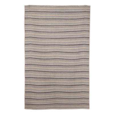 Handloomed cotton area rug, 'Sage Fantasy' (4x6) - Handloomed Cotton Area Rug with Striped Pattern (4x6)