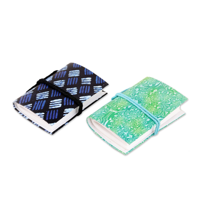 Mini-diarios de papel, (juego de 2) - Mini-diarios de papel con patrones serigrafiados (juego de 2)