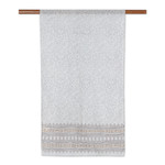 Cotton blend shawl, 'Ash Elegance' - Handloomed Cotton Blend Ash Shawl with Printed Leafy Details