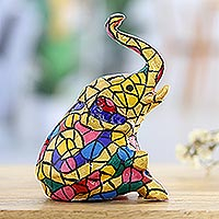 Aluminum figurine, 'Colorful Appu' - Colorful Elephant Aluminum Figurine Hand-painted in India
