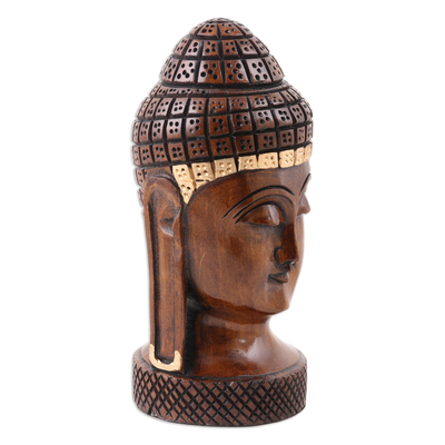 Wood figurine, 'Buddha Serenity' - Exquisite Buddha Wood Figurine Carved in India
