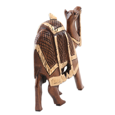 estatuilla de madera - Figura de Madera de Camello Tallada y Pintada a Mano en India