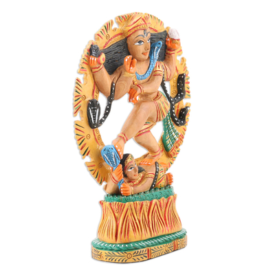 estatuilla de madera - Figura de madera tallada a mano del dios Shiva Nataraja de la India