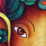 'Gajanana' - Signed Unstretched Hindu Painting of Ganesha in Warm Palette