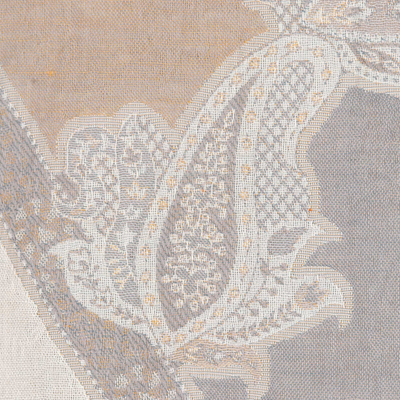 Chal de mezcla de algodón - Chal de algodón y lana con estampado Paisley tejido en la India