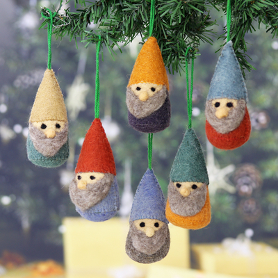 Wool Felt Holiday Ornaments (Set of 6) - Nordic Gnomes