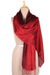 Silk blend shawl, 'Wine Dreams' - Silk Blend Wine Shawl with Fringes Crafted in India thumbail