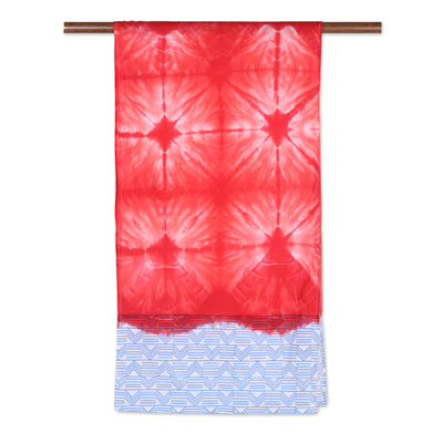Bufanda de algodón - Bufanda de algodón con estampado Batik en tonos fresa