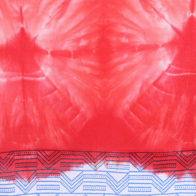 Cotton scarf, 'Strawberry Blast' - Cotton Scarf with Batik Pattern in Strawberry Tones