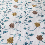 Chain-stitched cotton bedspread, 'Kashmir Blossoms' (twin) - Floral Chain-stitched Cotton Twin Bedspread Crafted in India